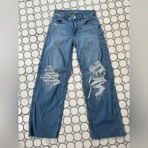 American Eagle Outfitters Blue Distressed Flare Jeans